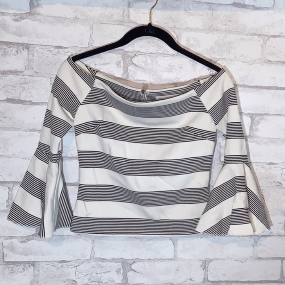 Line & Dot | Ella Off-the-Shoulder Striped Blouse - Picture 2 of 5